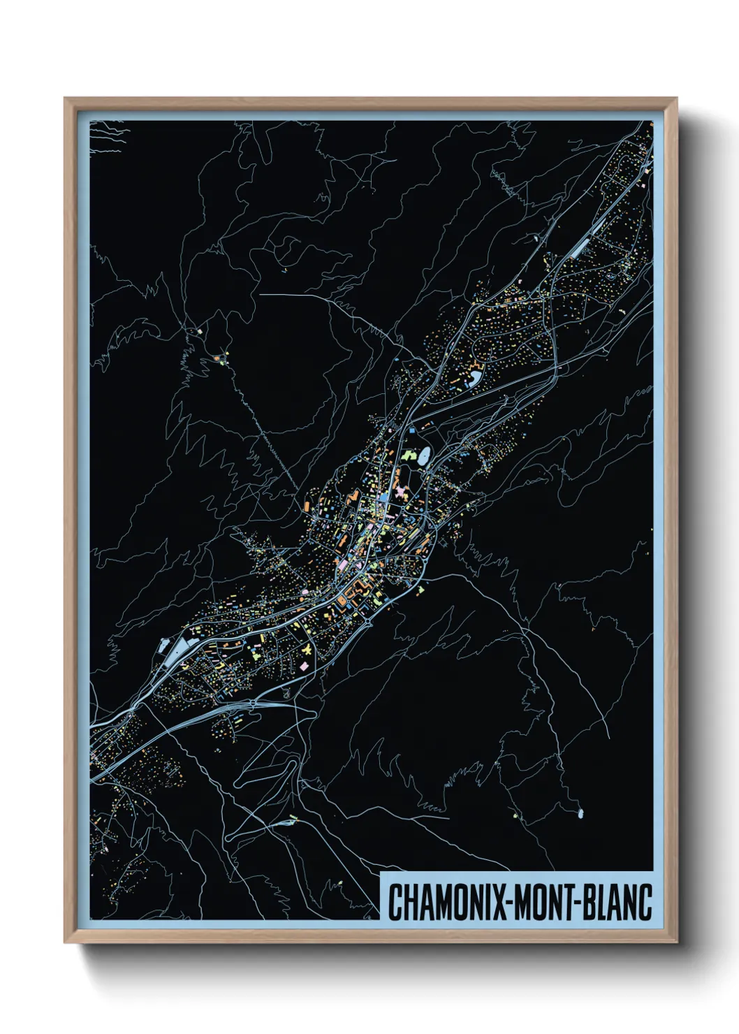 Une affiche de carte sur Chamonix-Mont-Blanc