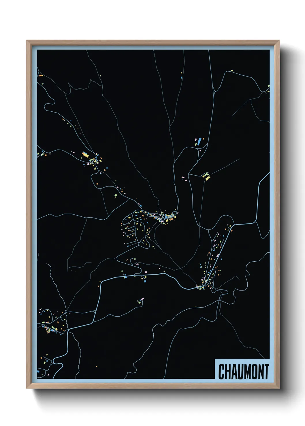 Une affiche de carte sur Chaumont