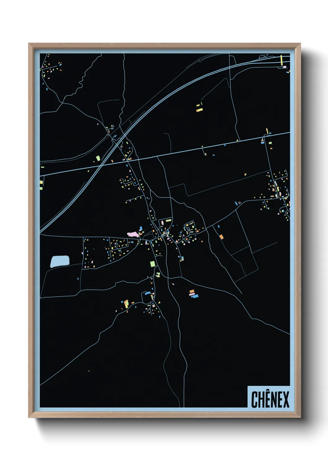 Une affiche de carte sur Chênex