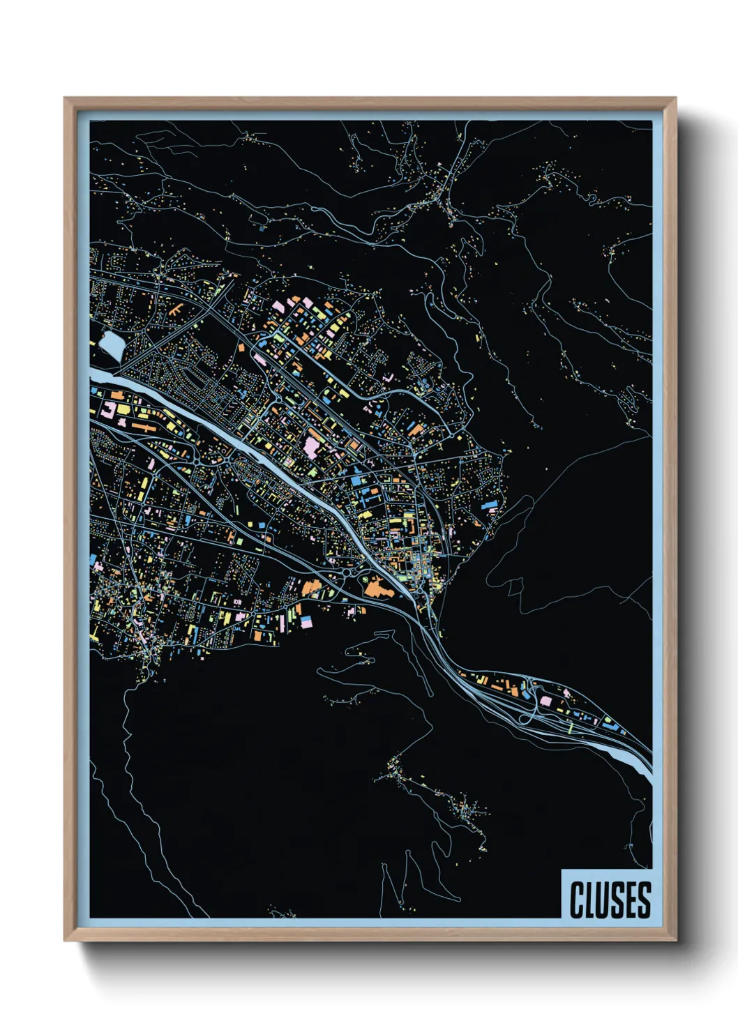 Une affiche de carte sur Cluses