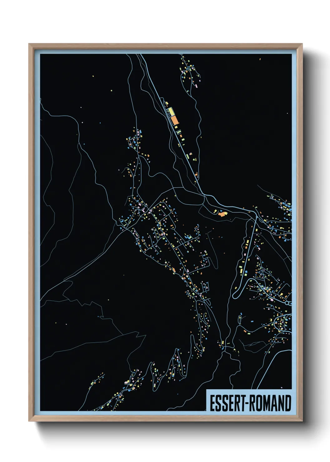 Une affiche de carte sur Essert-Romand