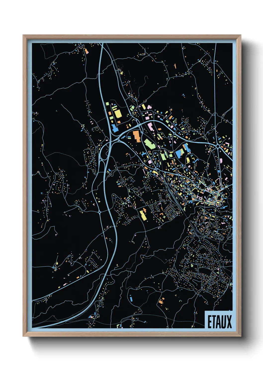 Une affiche de carte sur Etaux