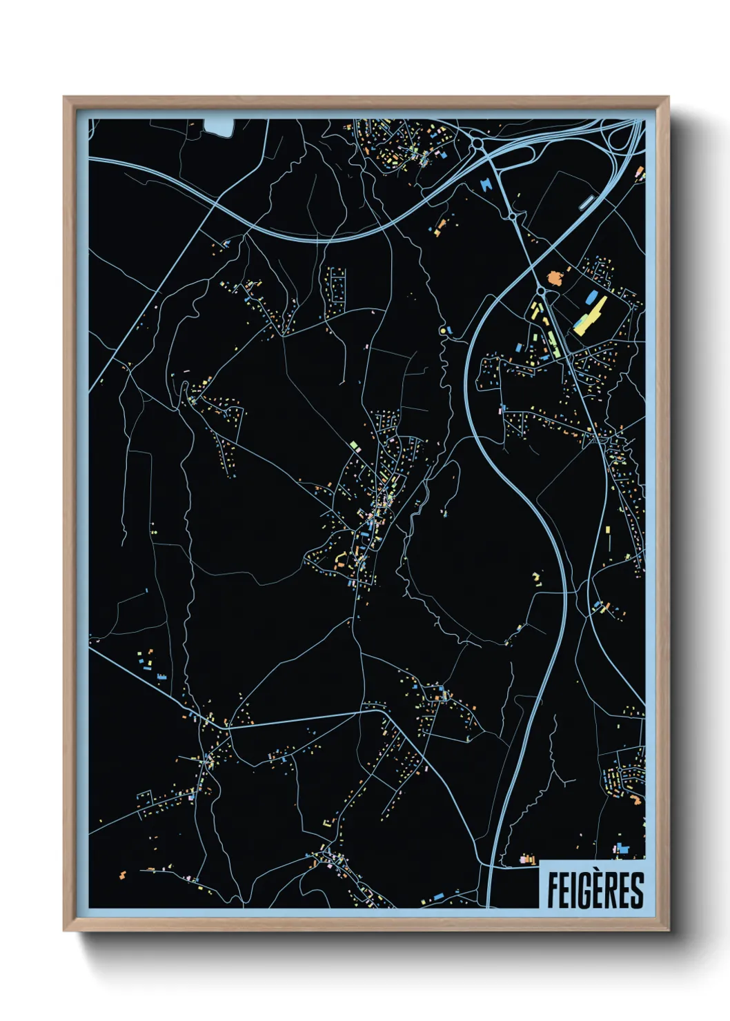 Une affiche de carte sur Feigères