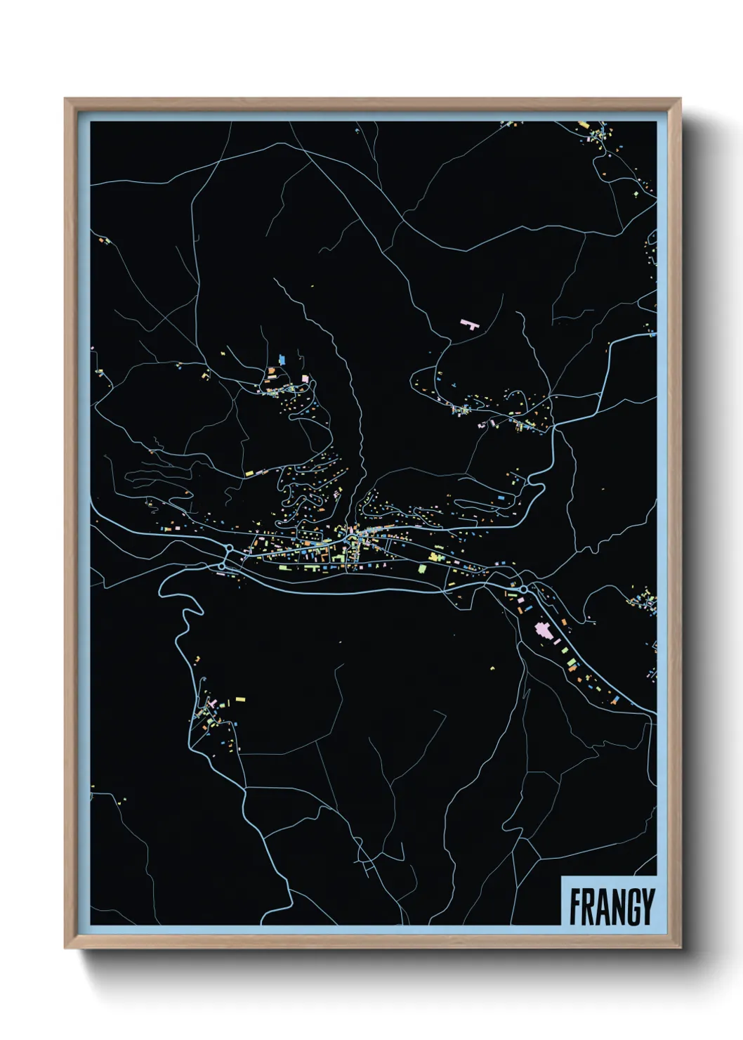 Une affiche de carte sur Frangy