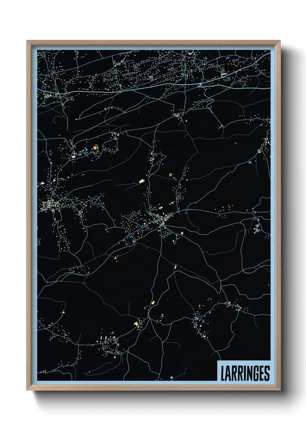 Une affiche de carte sur Larringes