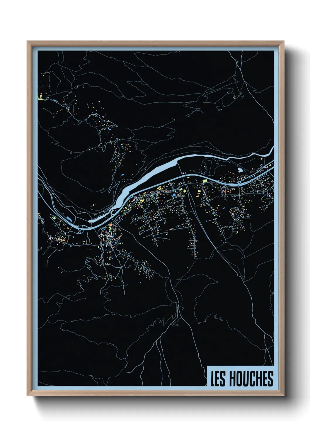 Une affiche de carte sur Les Houches