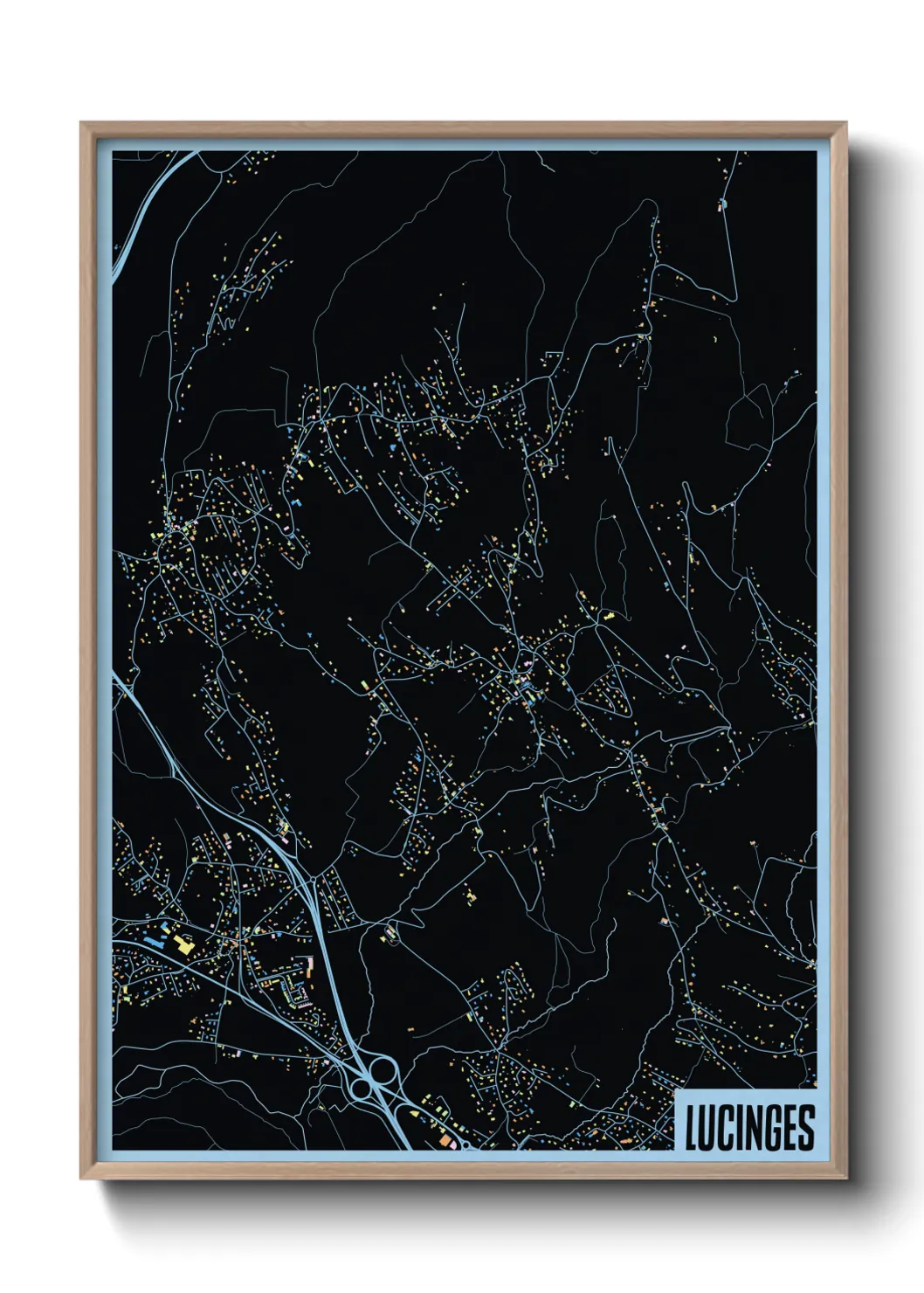 Une affiche de carte sur Lucinges