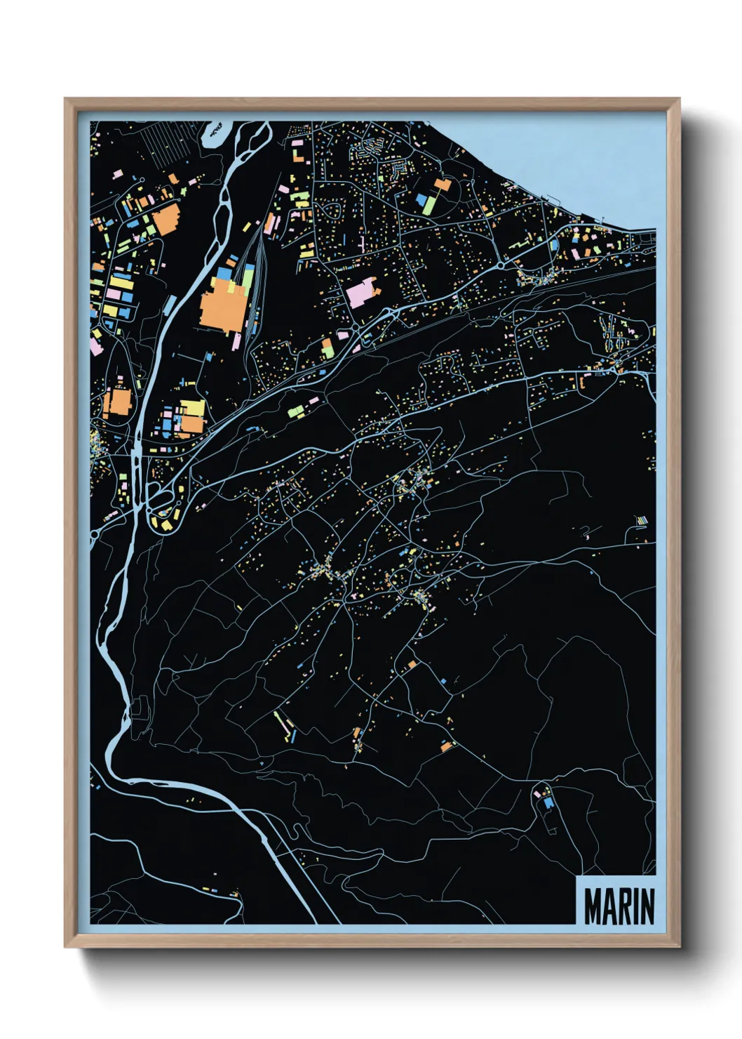 Une affiche de carte sur Marin