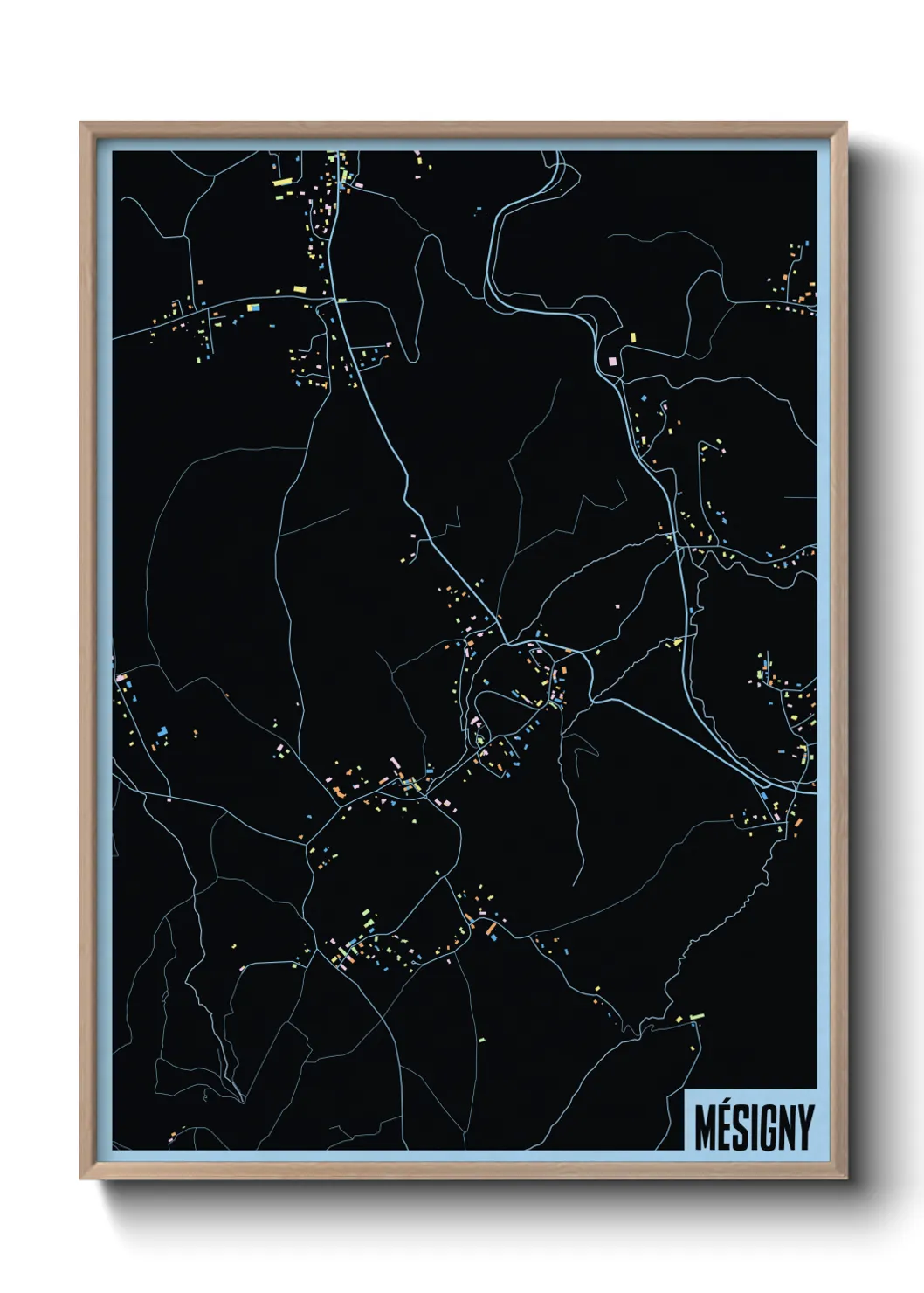 Une affiche de carte sur Mésigny