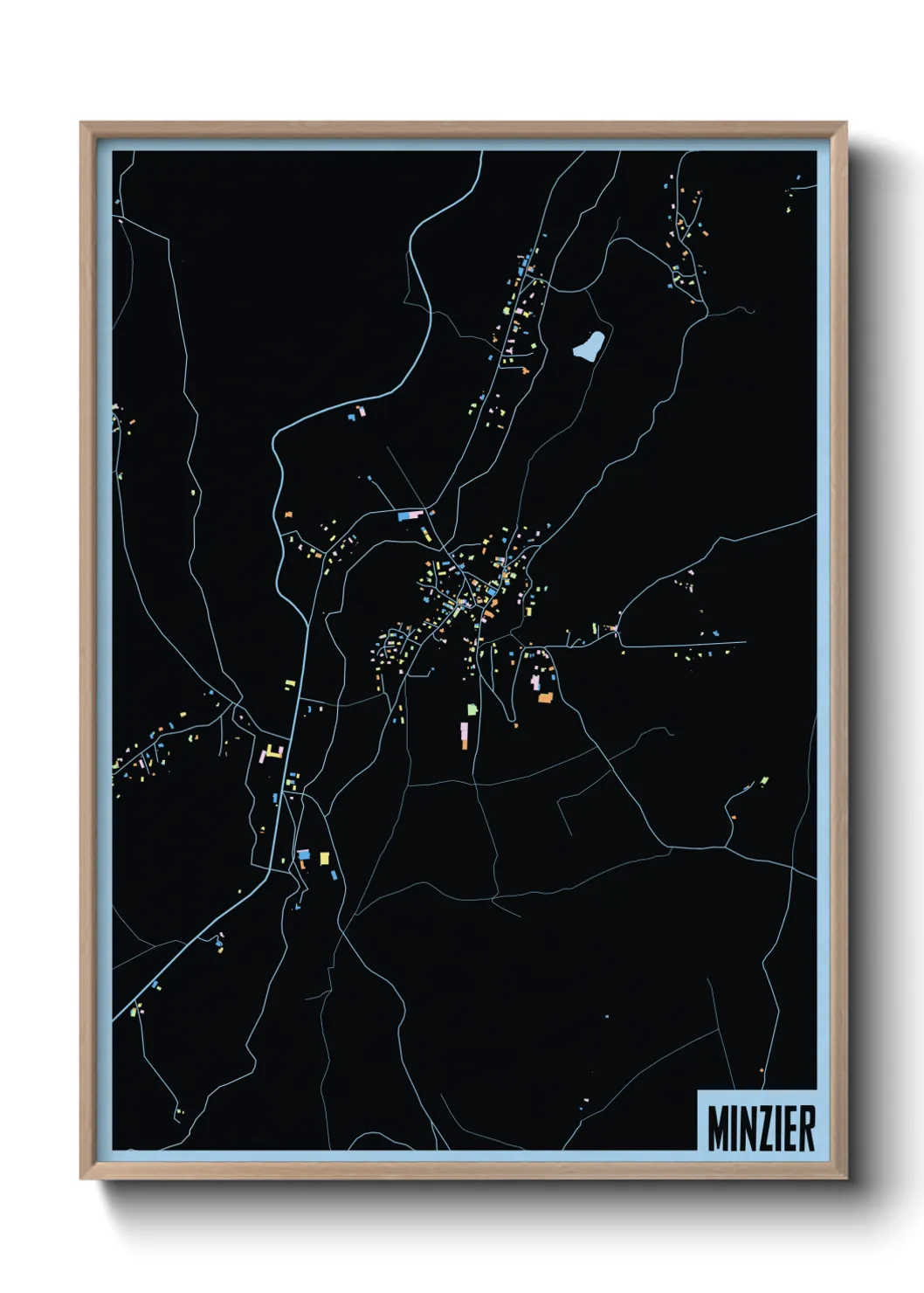 Une affiche de carte sur Minzier