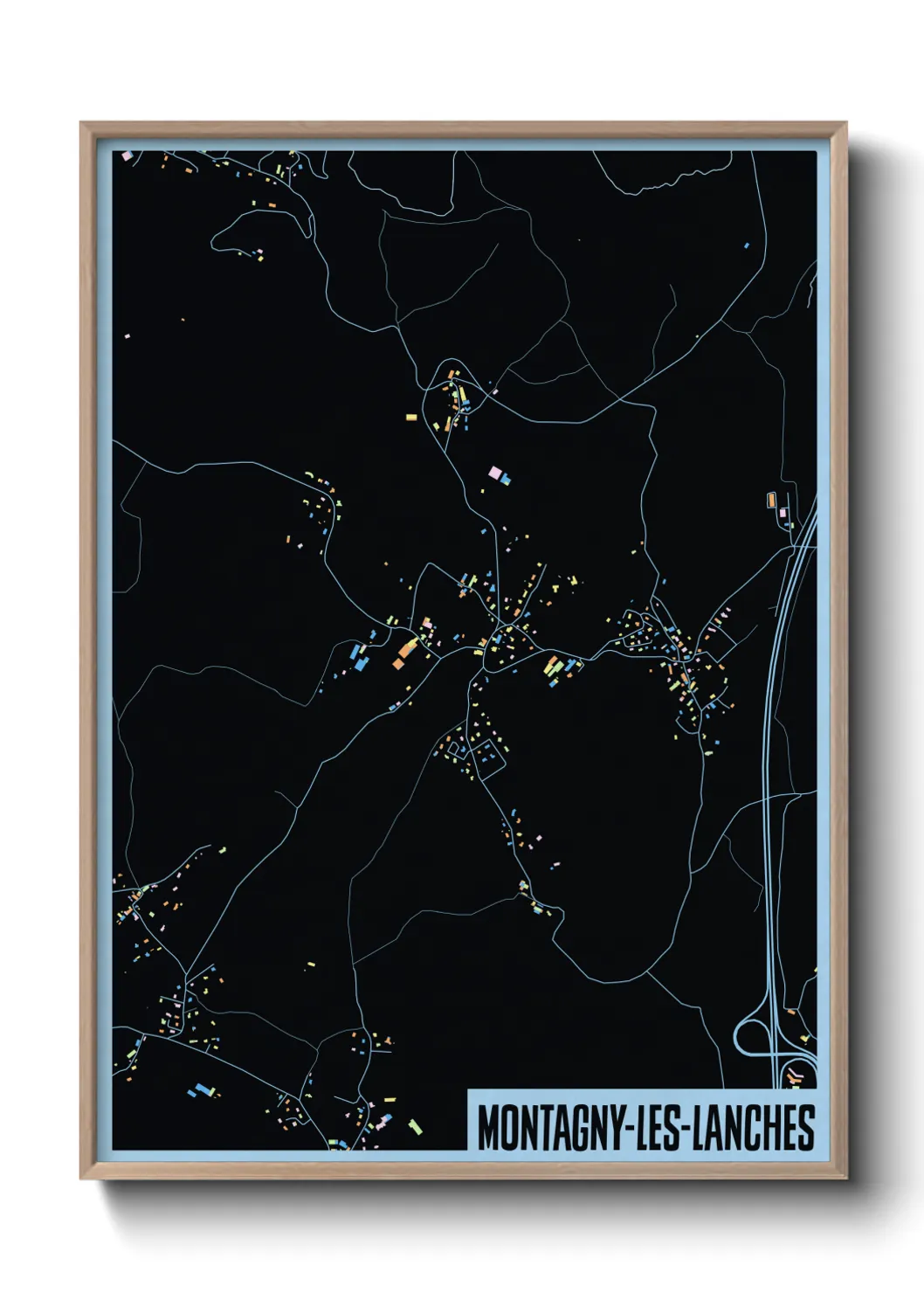 Une affiche de carte sur Montagny-les-Lanches