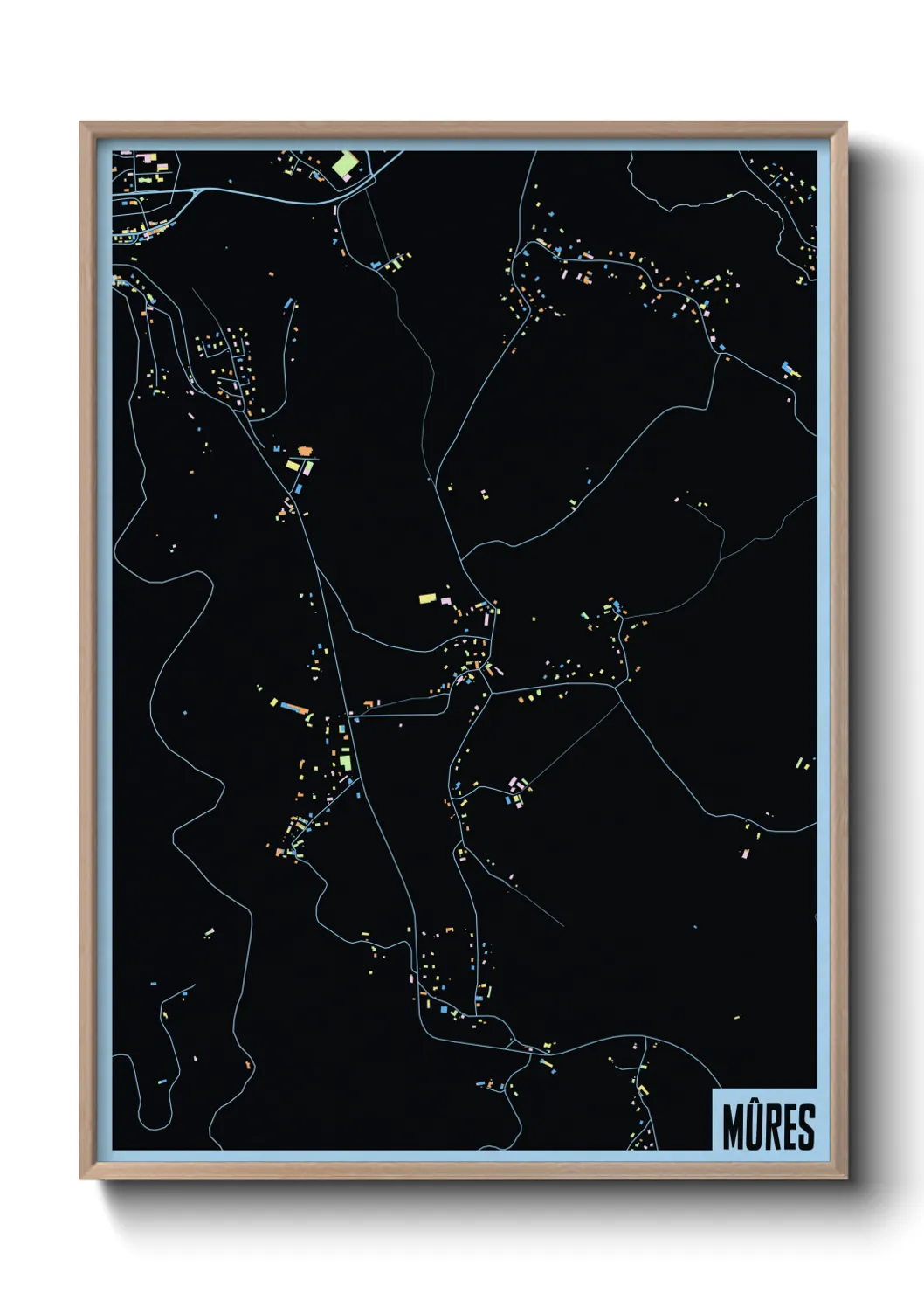 Une affiche de carte sur Mûres