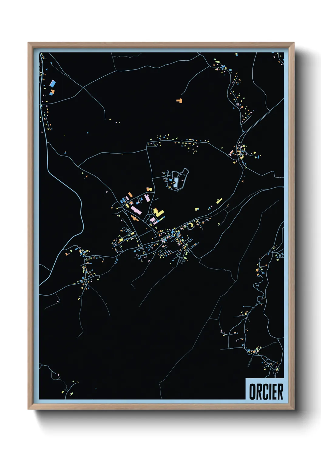 Une affiche de carte sur Orcier