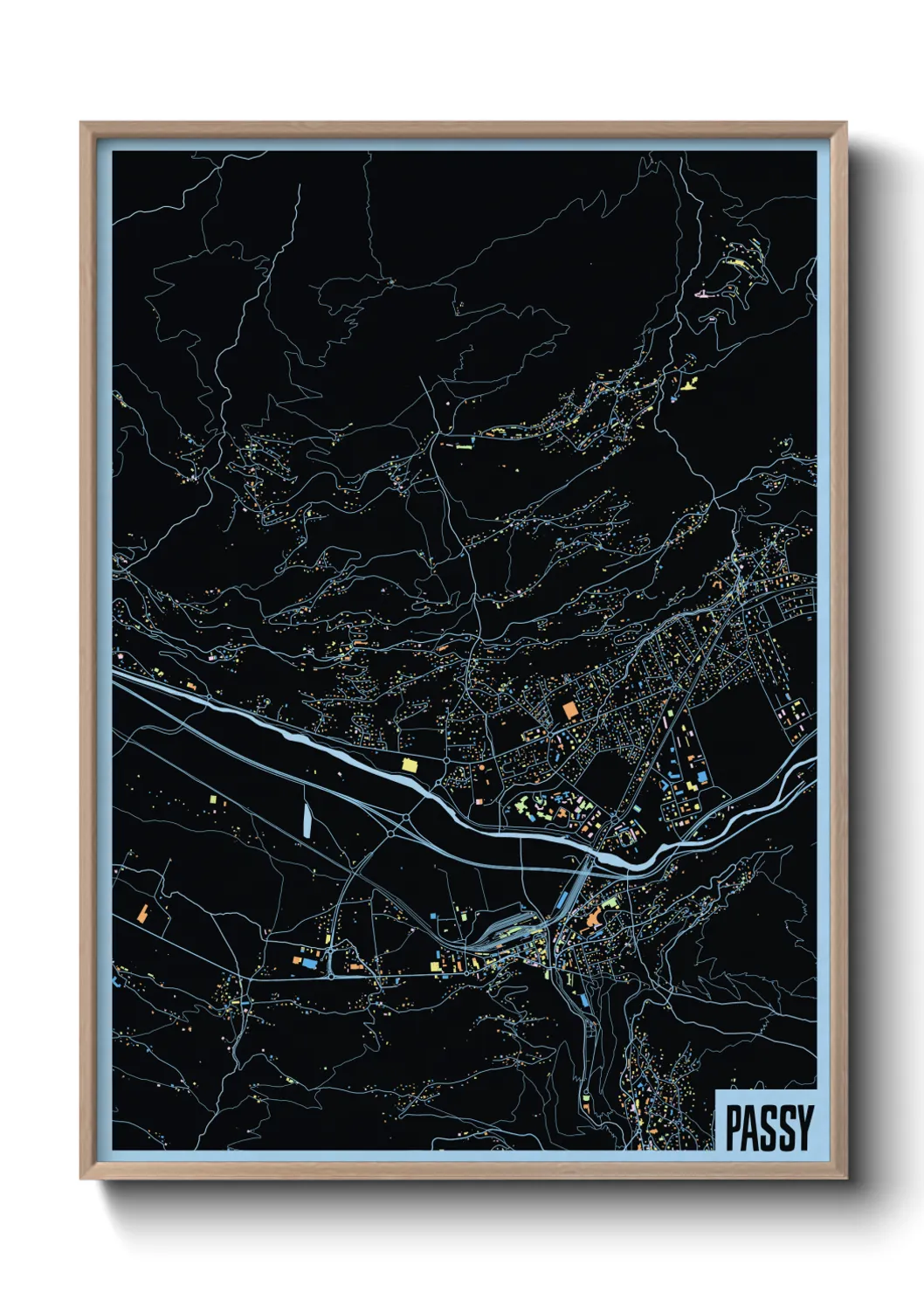 Une affiche de carte sur Passy