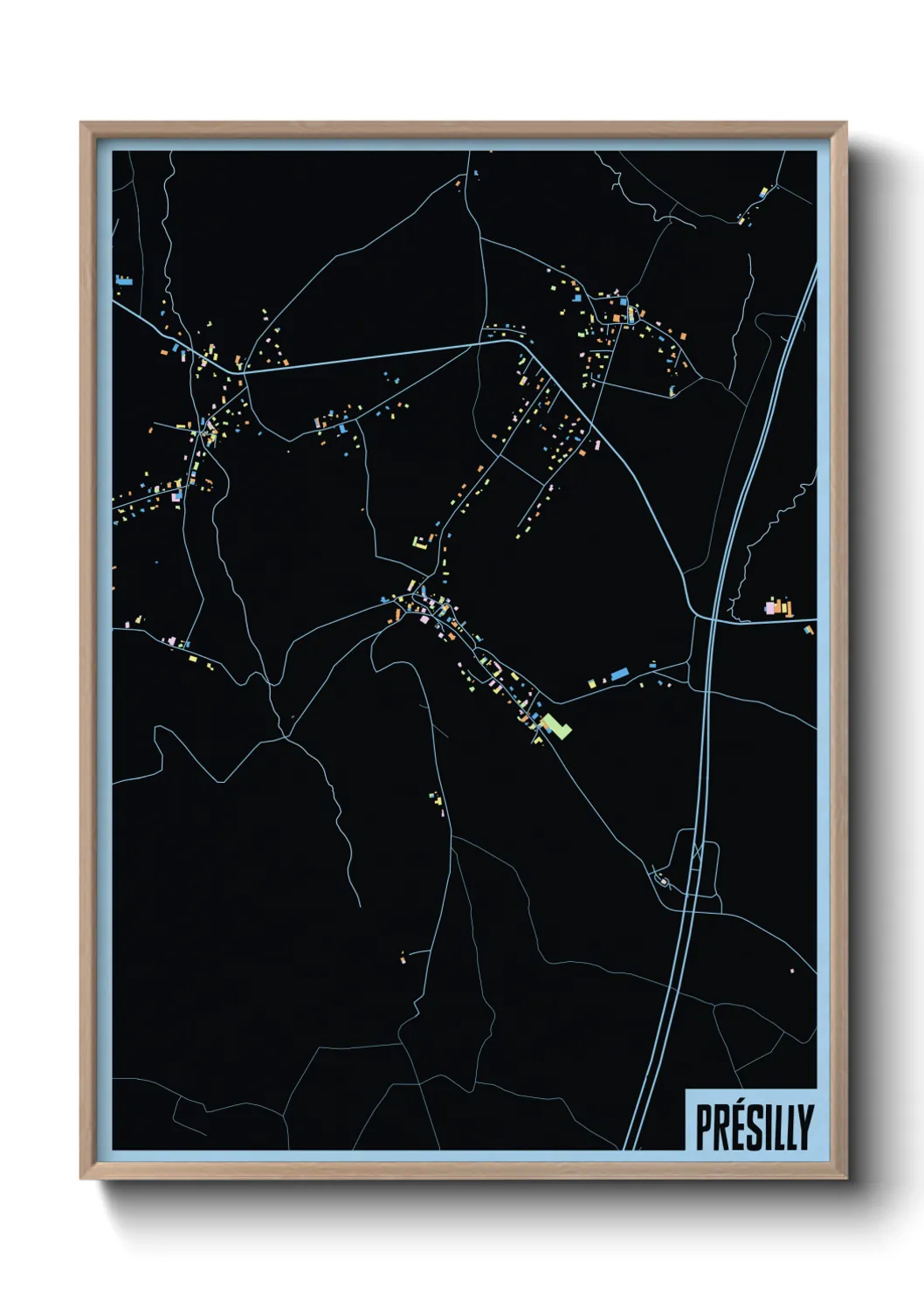 Une affiche de carte sur Présilly