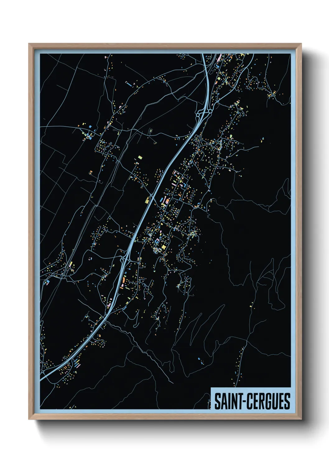 Une affiche de carte sur Saint-Cergues