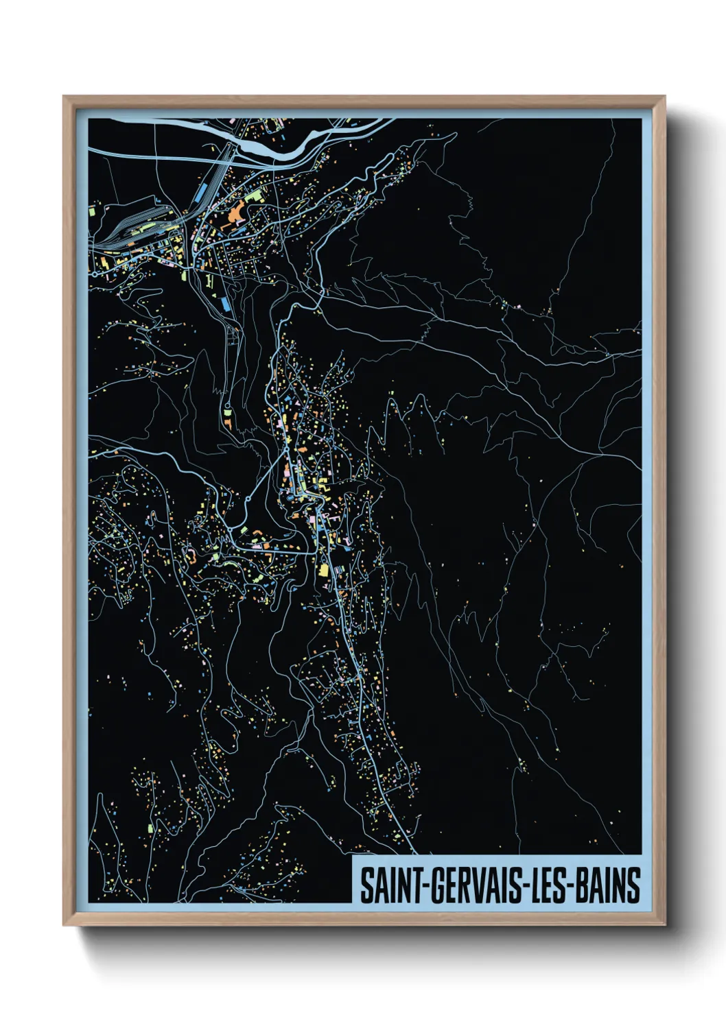 Une affiche de carte sur Saint-Gervais-les-Bains