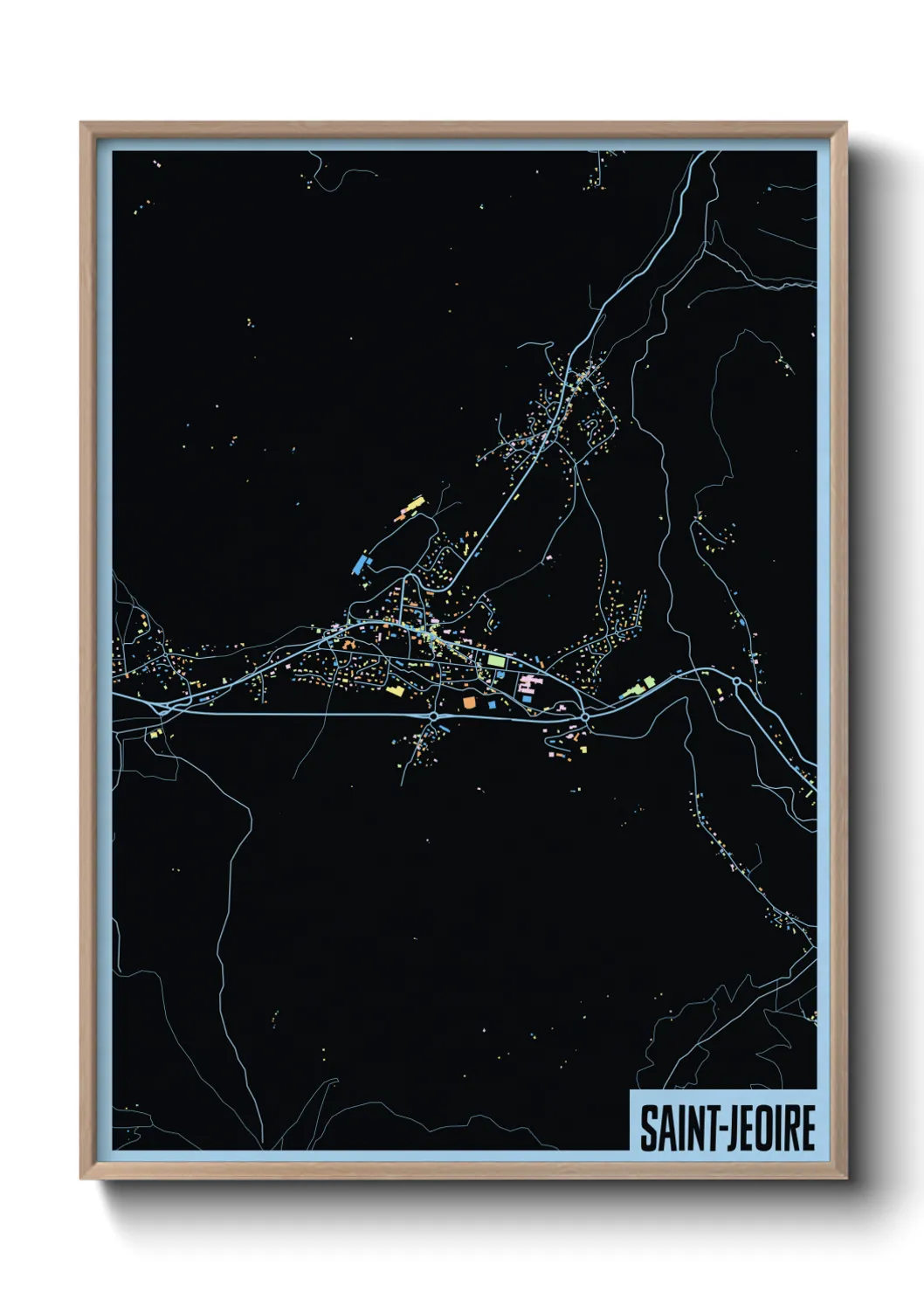 Une affiche de carte sur Saint-Jeoire