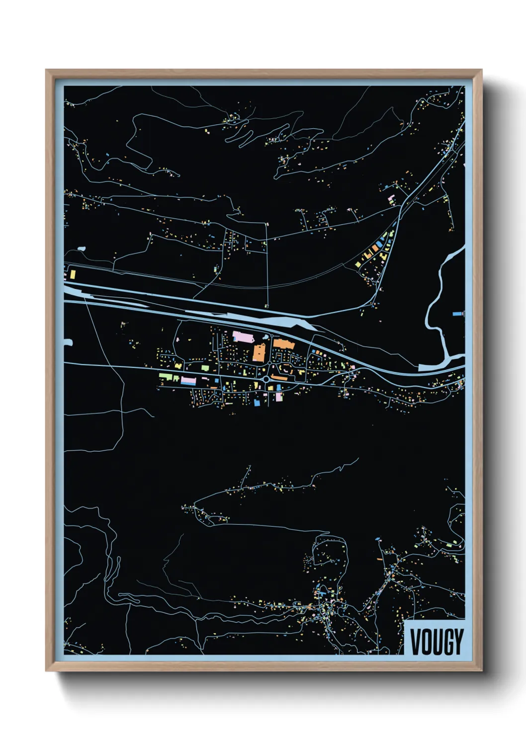 Une affiche de carte sur Vougy