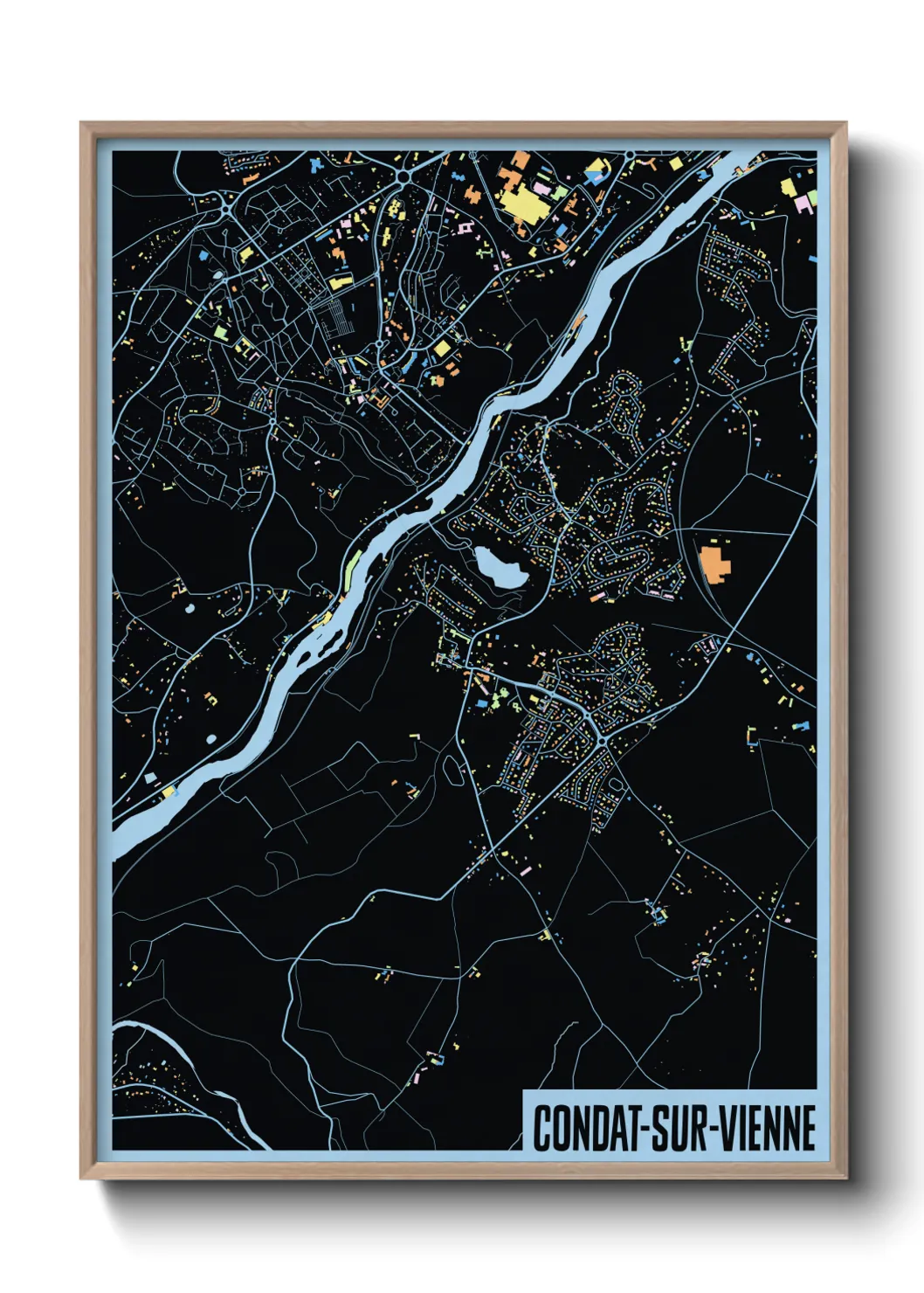 Une affiche de carte sur Condat-sur-Vienne