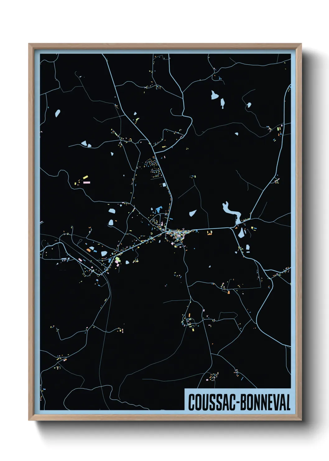 Une affiche de carte sur Coussac-Bonneval