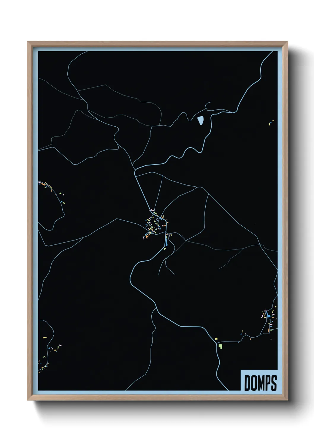 Une affiche de carte sur Domps