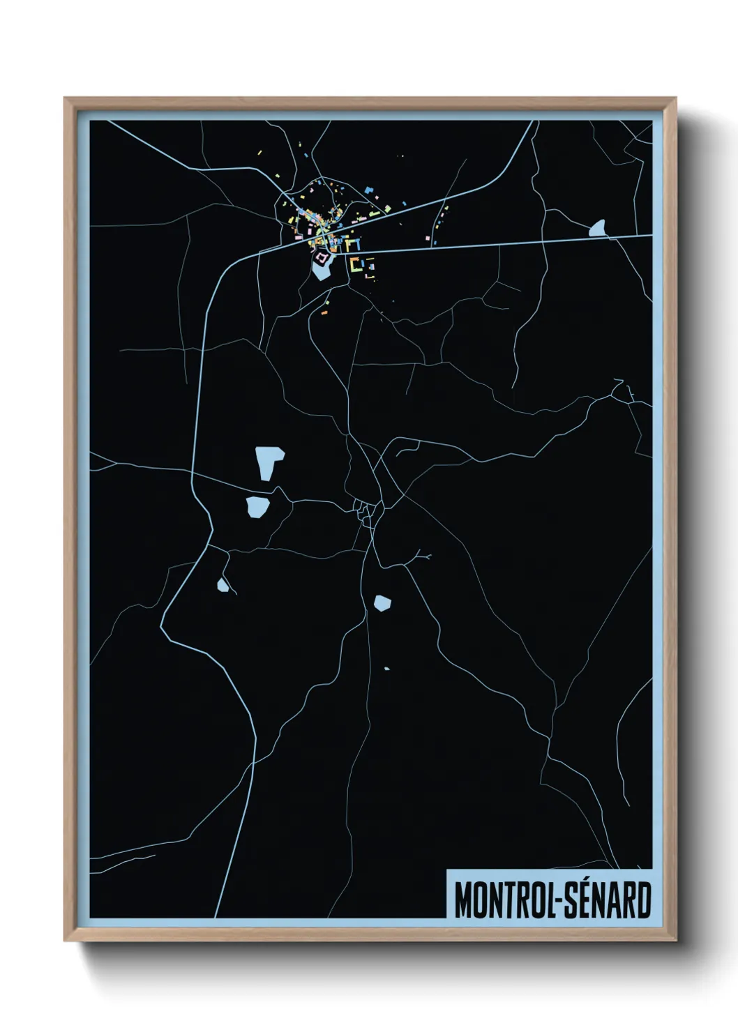 Une affiche de carte sur Montrol-Sénard