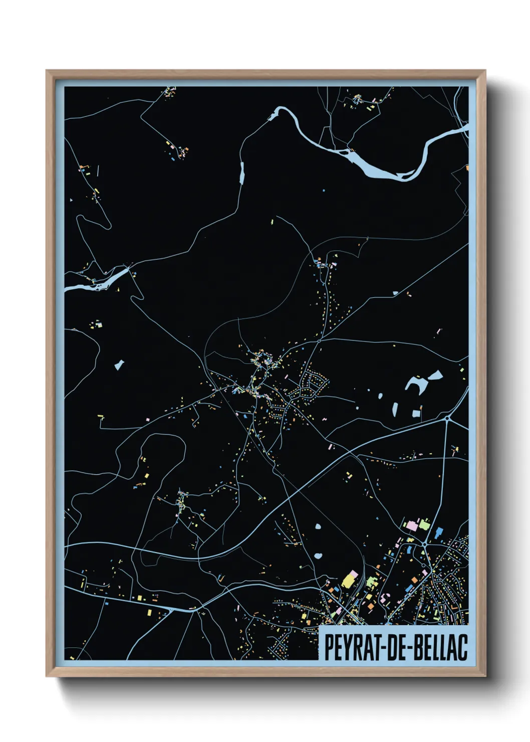 Une affiche de carte sur Peyrat-de-Bellac