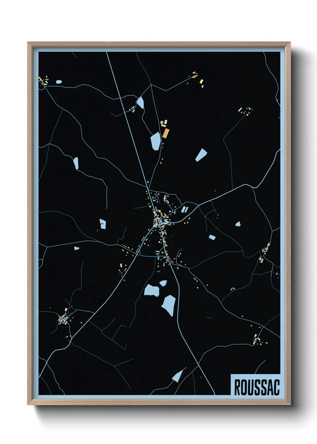 Une affiche de carte sur Roussac