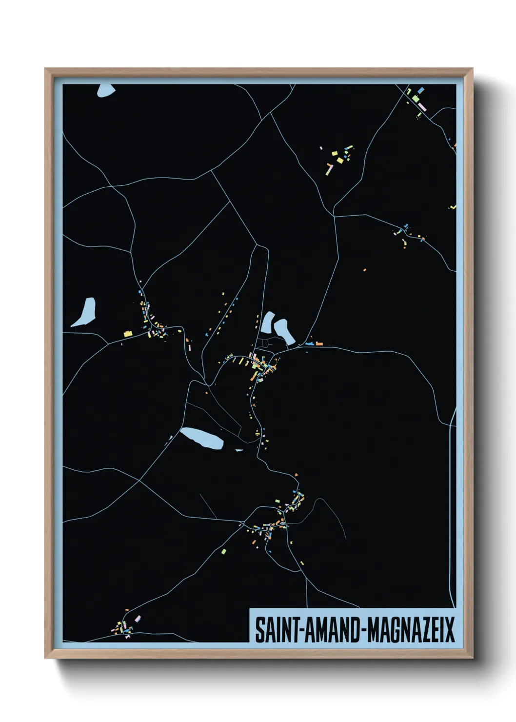 Une affiche de carte sur Saint-Amand-Magnazeix