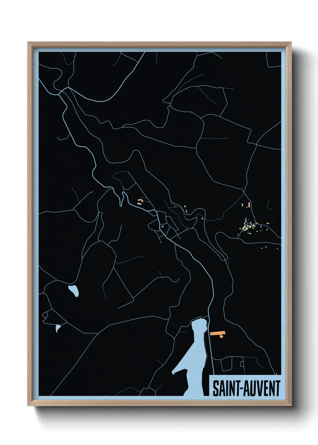 Une affiche de carte sur Saint-Auvent