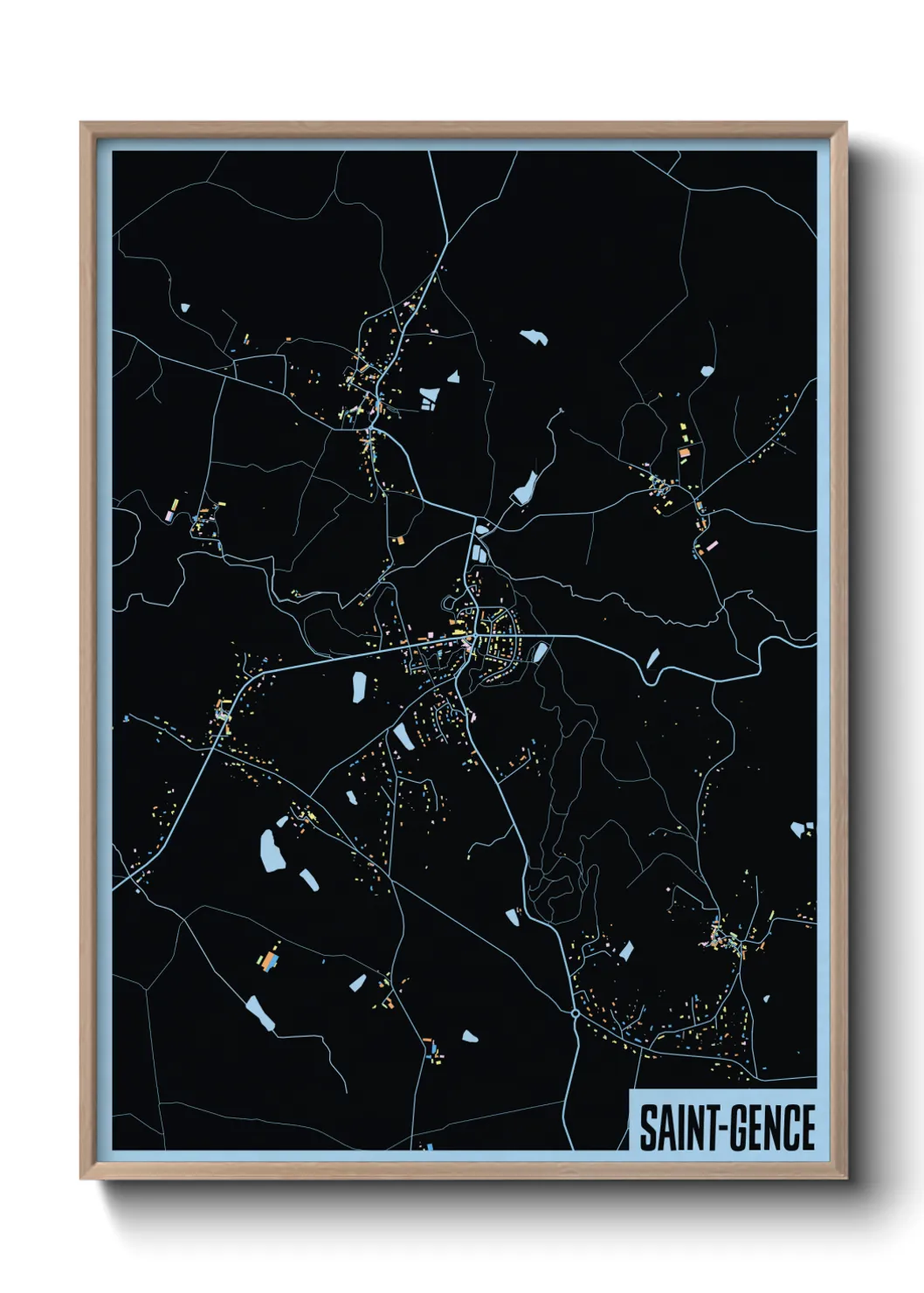 Une affiche de carte sur Saint-Gence