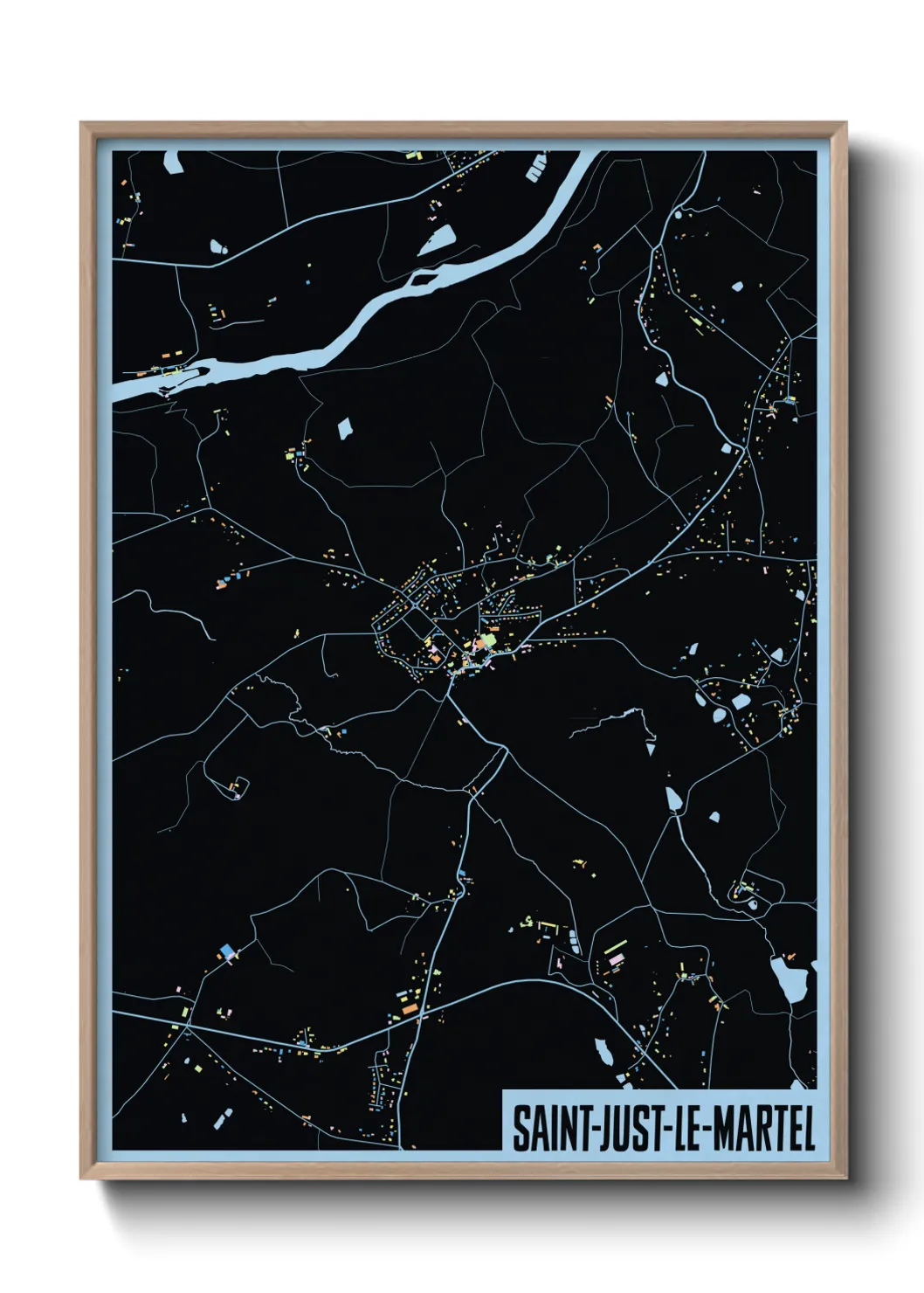 Une affiche de carte sur Saint-Just-le-Martel