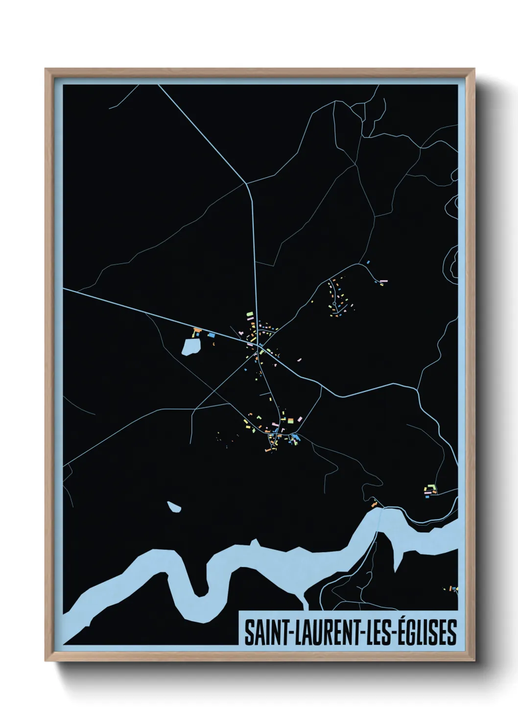 Une affiche de carte sur Saint-Laurent-les-Églises