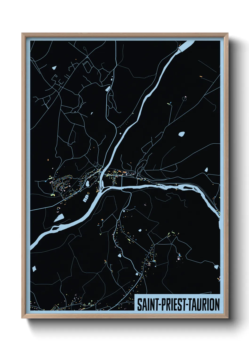 Une affiche de carte sur Saint-Priest-Taurion