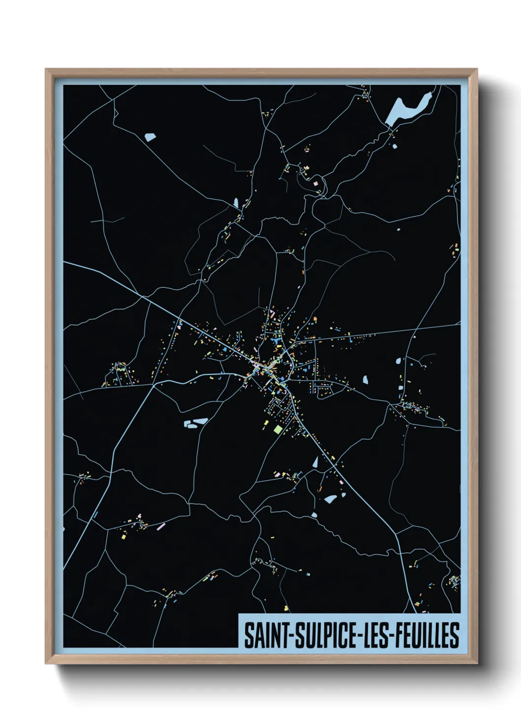 Une affiche de carte sur Saint-Sulpice-les-Feuilles