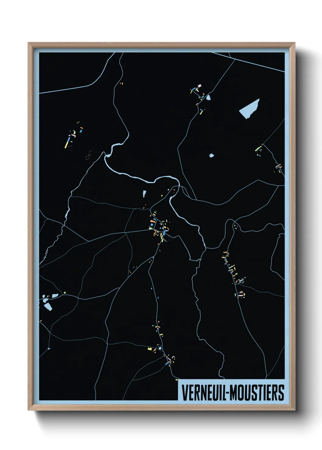 Une affiche de carte sur Verneuil-Moustiers