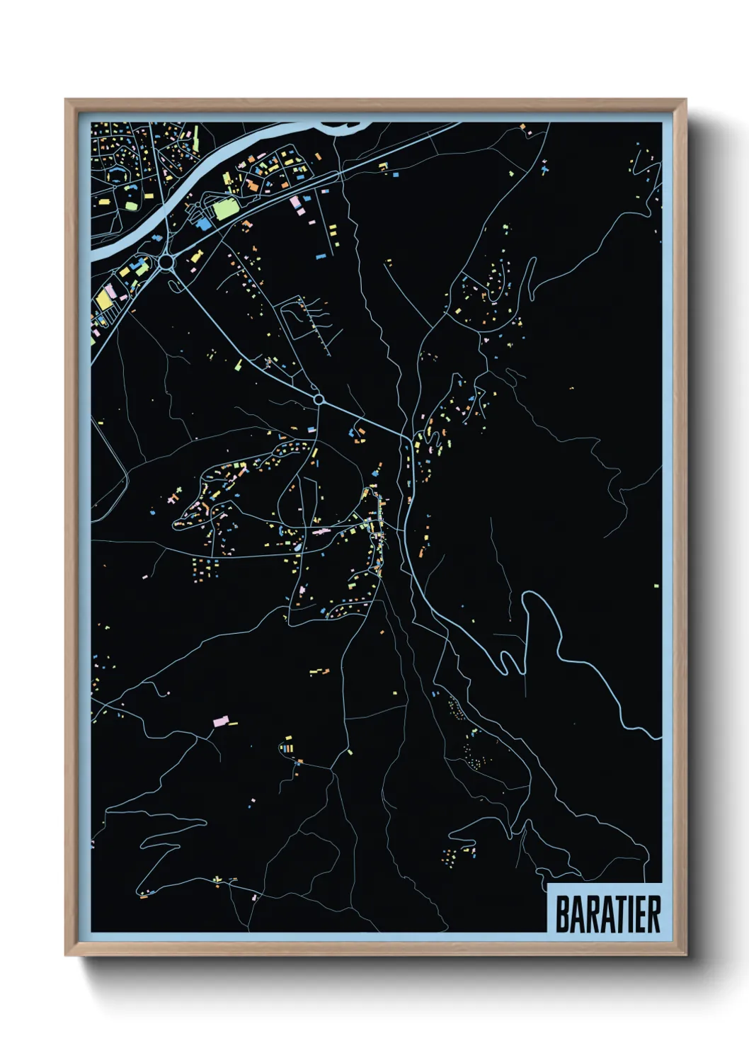 Une affiche de carte sur Baratier