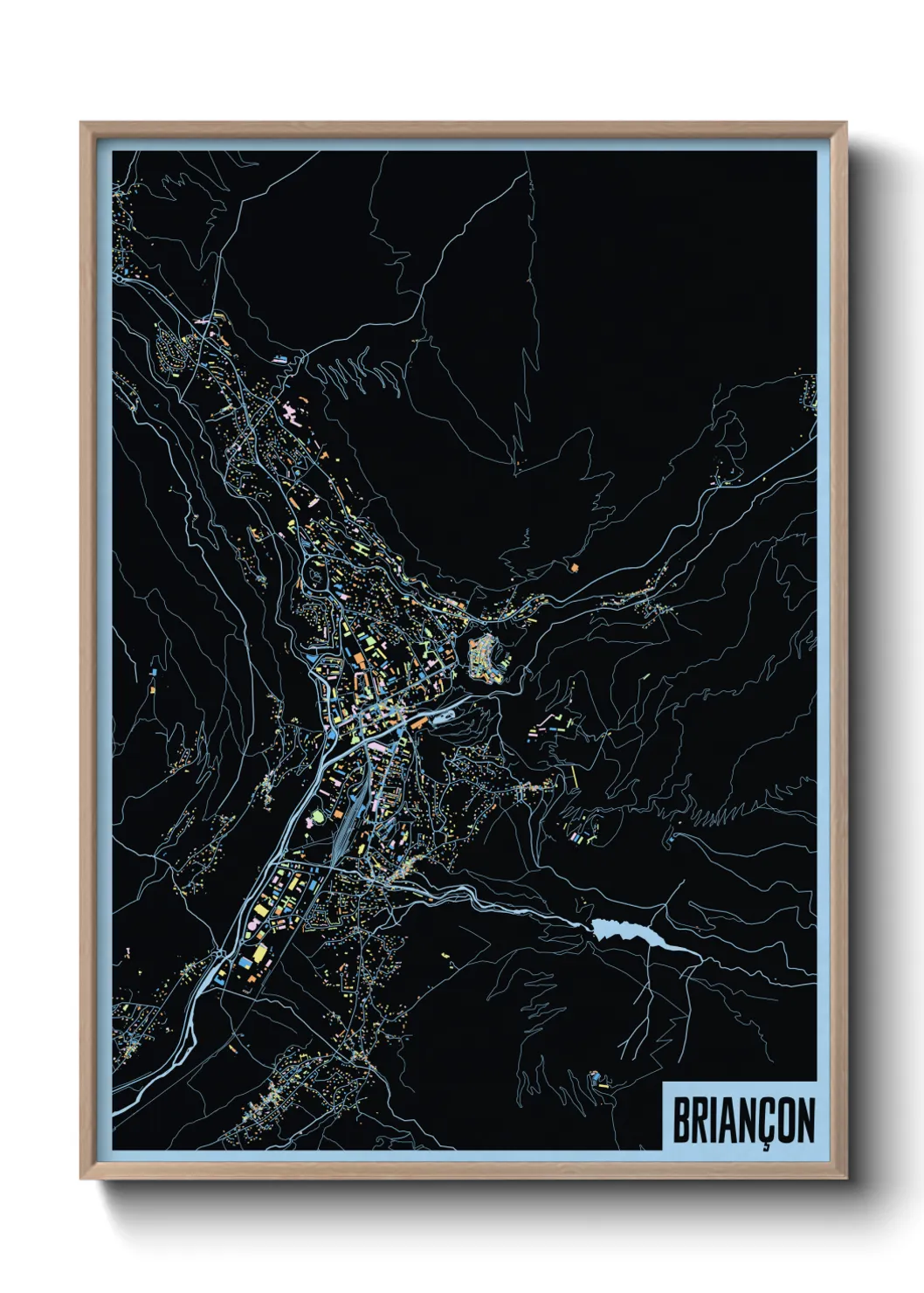 Une affiche de carte sur Briançon