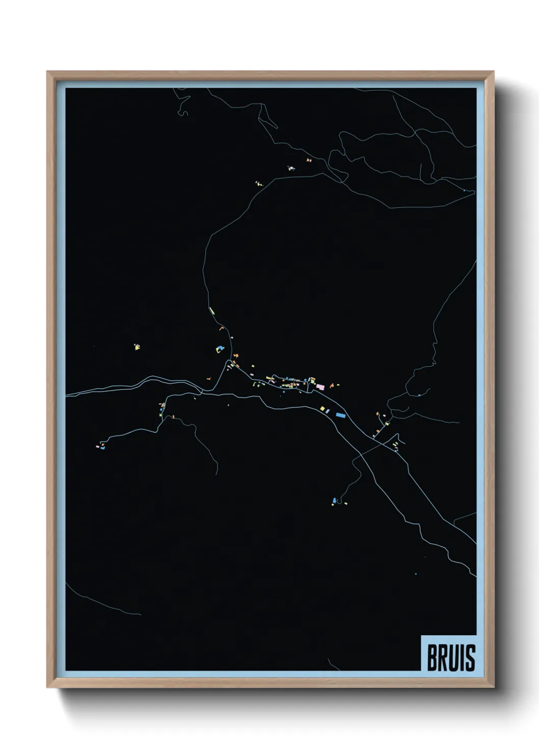 Une affiche de carte sur Bruis