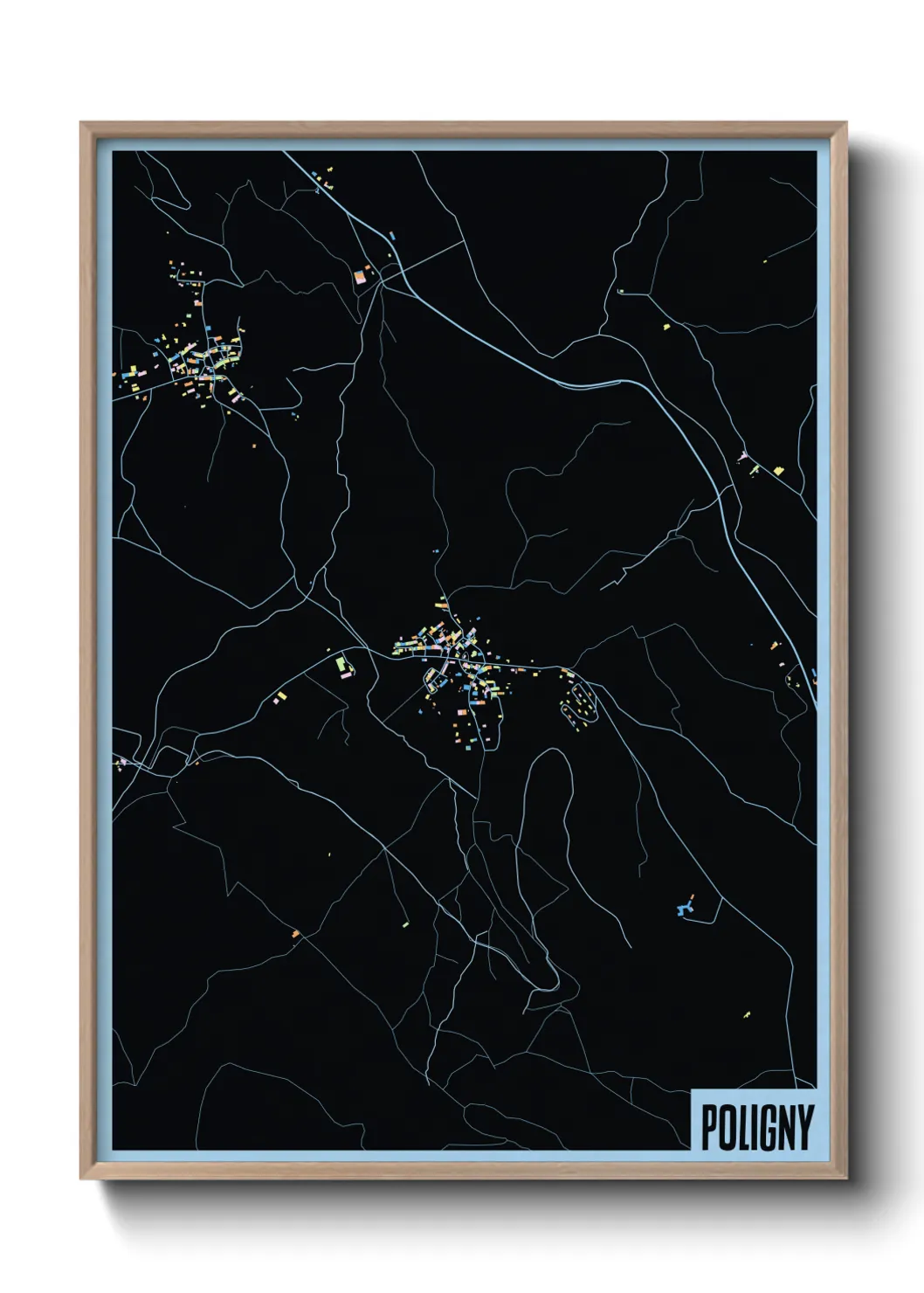 Une affiche de carte sur Poligny