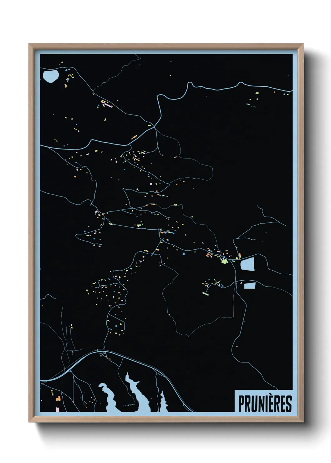 Une affiche de carte sur Prunières