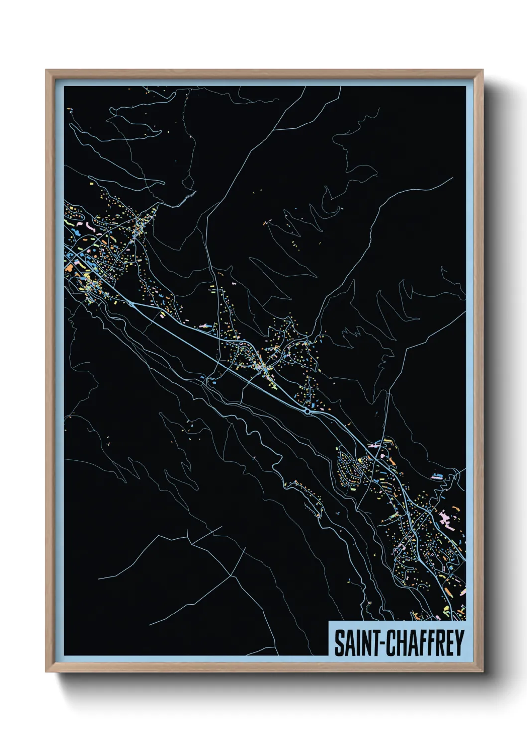 Une affiche de carte sur Saint-Chaffrey