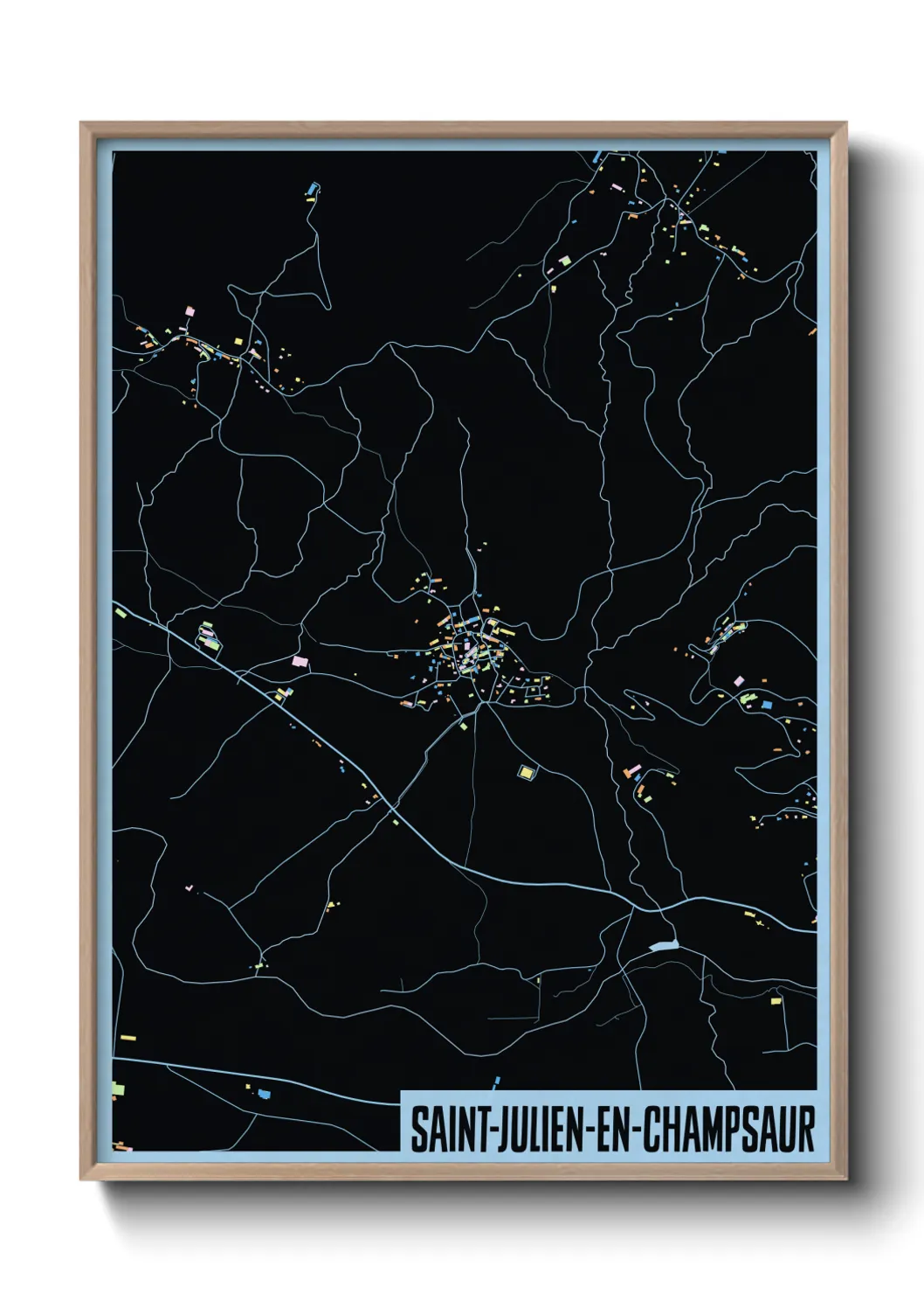 Une affiche de carte sur Saint-Julien-en-Champsaur