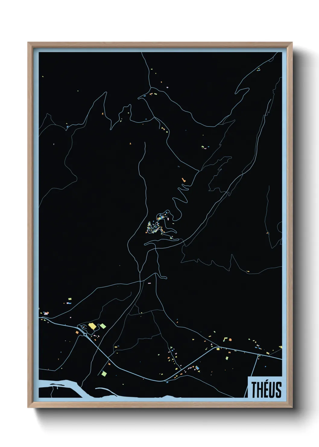 Une affiche de carte sur Théus