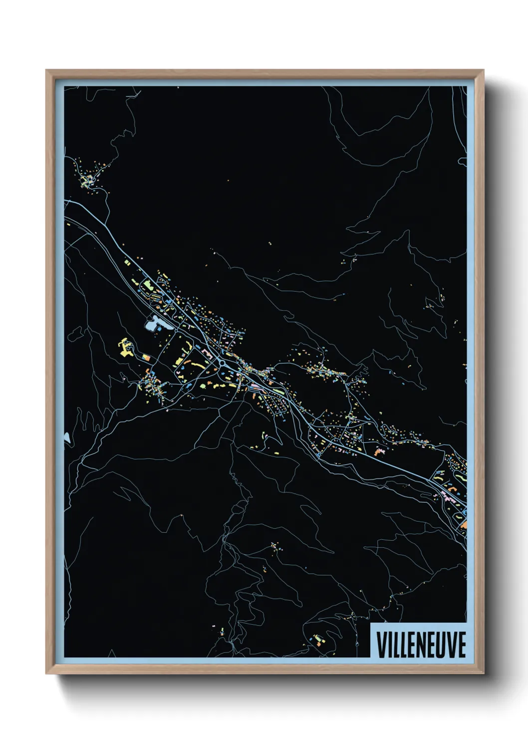 Une affiche de carte sur Villeneuve