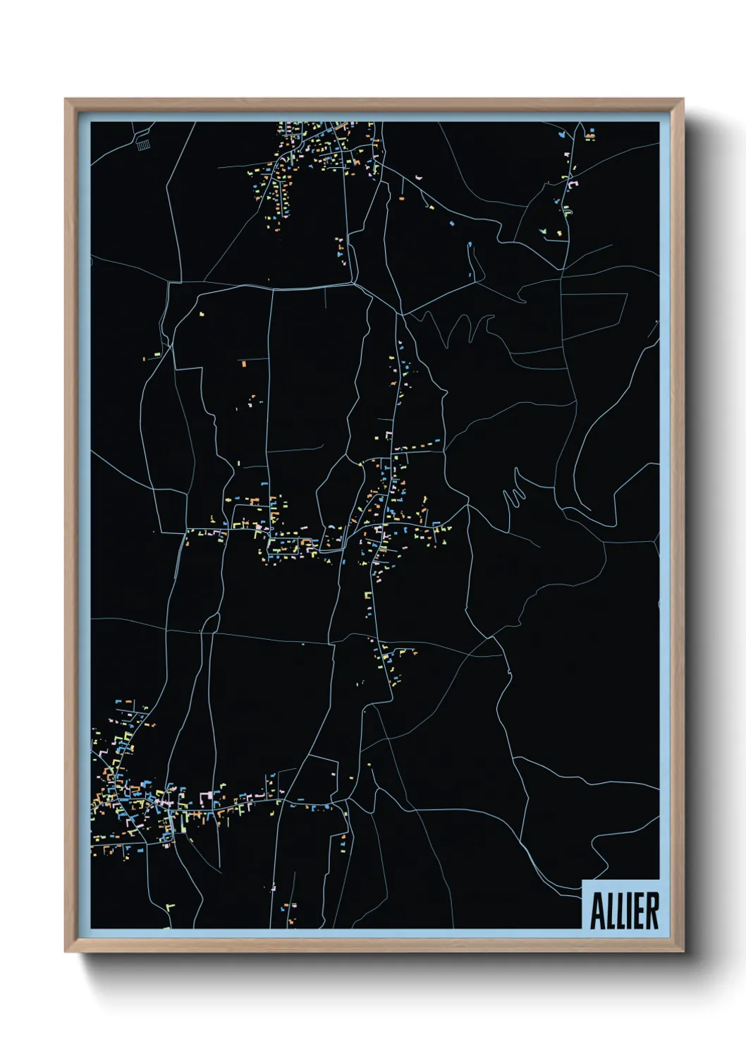 Une affiche de carte sur Allier