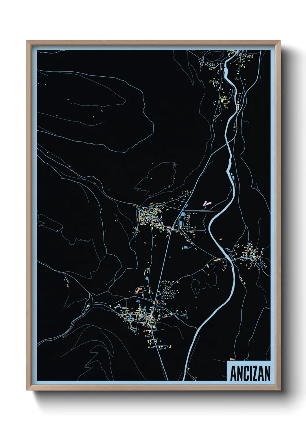 Une affiche de carte sur Ancizan