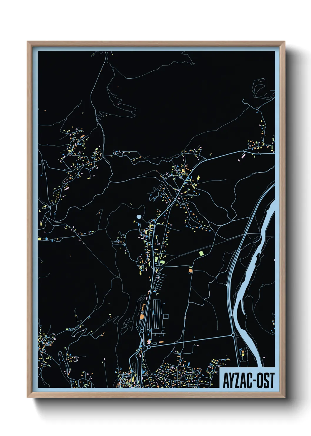 Une affiche de carte sur Ayzac-Ost