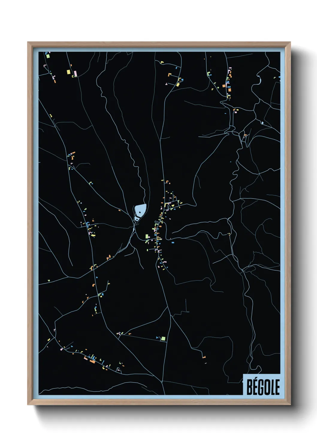 Une affiche de carte sur Bégole